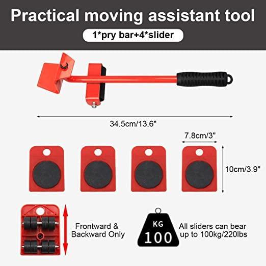 Furniture Lifter -Furniture Mover Tool Set | Heavy Duty Furniture Shifting Lifting Moving Tool with Wheel Pads
