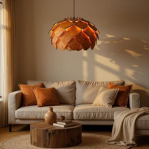 Wood Pendant lamp | Wooden Ceiling lamp | Wooden Hanging lamp handicrafted Home decore Chandelier Light